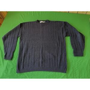 Vintage Navy Blue Men's Bill Blass Sz XLT Crew Neck Sweater!!! Made In USA !!